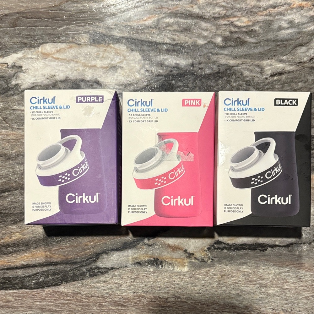 Cirkul Chill Sleeve & Lid Set - Purple, Pink, Black (includes all 3)